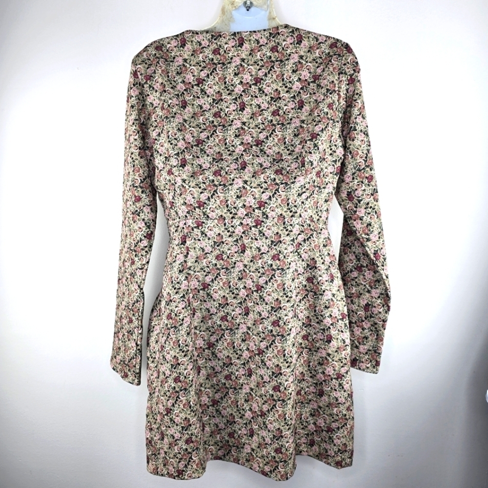 Zara Floral Long Sleeve Dress Size L - Picture 4 of 12
